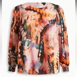 TORRID Chiffon Clip Dot Blouson Sleeve Blouse Size 4